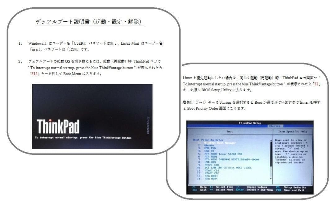 ThinkPad X220　i5／8GB／768GB／オフィス／デュアルブート