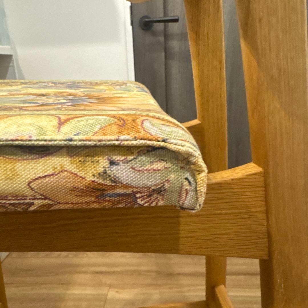 ナチュラルウッド バースツール 花柄クッション　飛騨産業