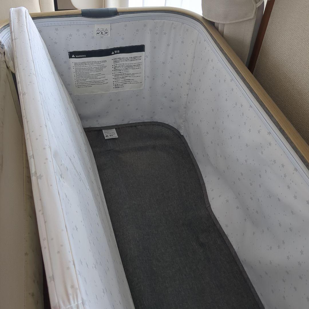 HZDMJ グレー ベビーベッド メッシュサイドパネル 高さ調整機能