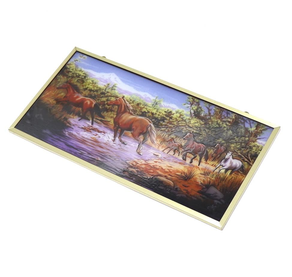 ジョー・ハウトマン ヴィンテージ ステンドグラス 野生の走る馬 絵画 美術館