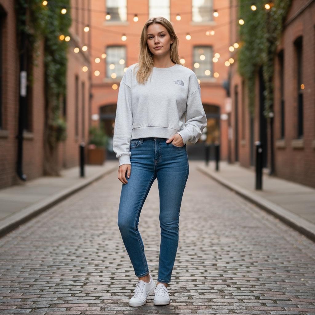 ⭐️短め丈❗️ノースフェイスM レディーススウェットトレーナー グレー!