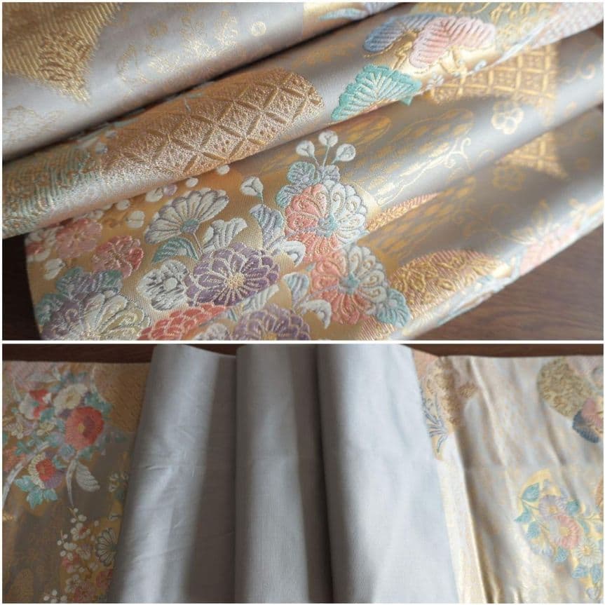 ベージュ訪問着コーディネートフルセット 正絹 袷 花 入学式・お宮参りなど