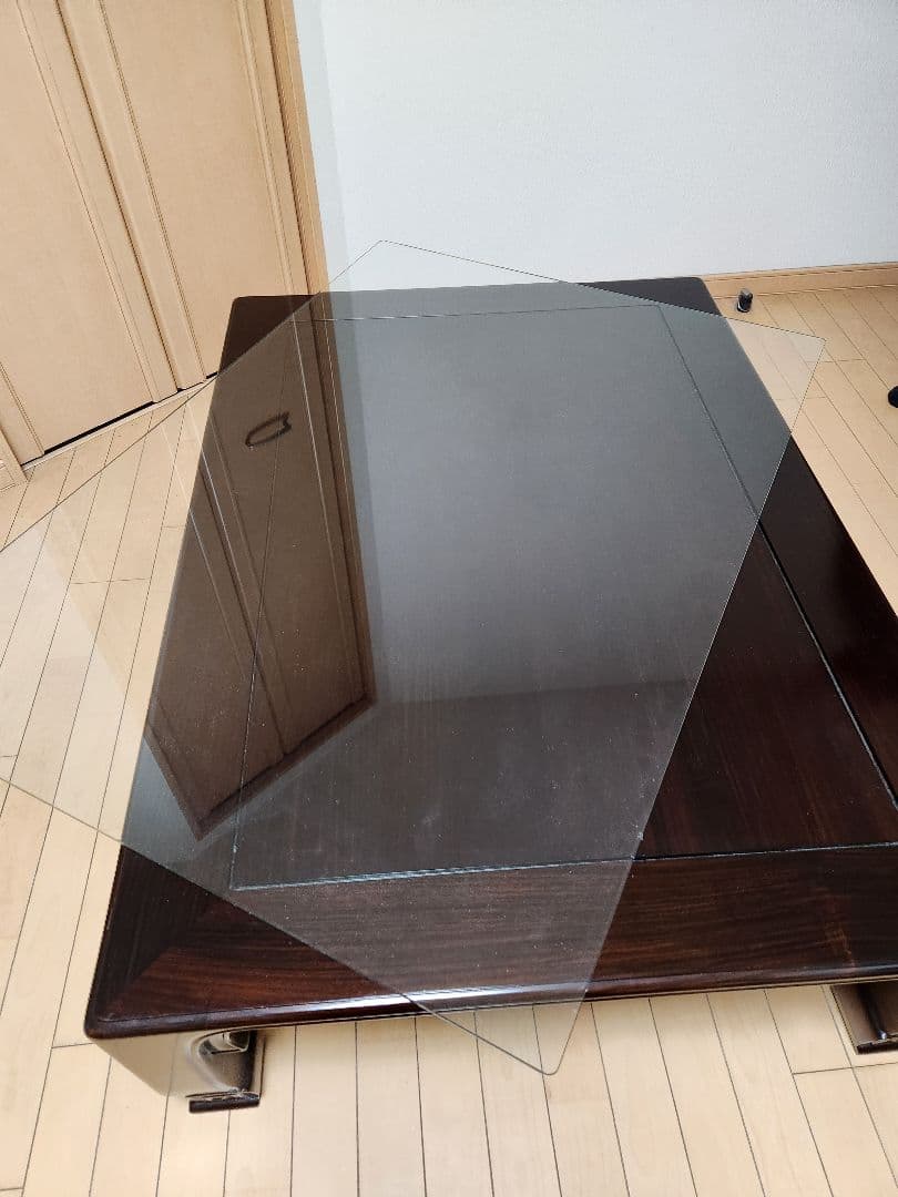 座敷机紫檀 ガラス天板付き