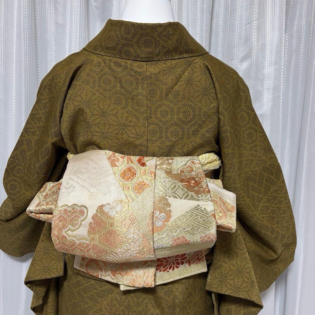 u*o様 紬　結城紬系　小紋　正絹　フルセット　真綿紬　袷　状態良好　裄丈70