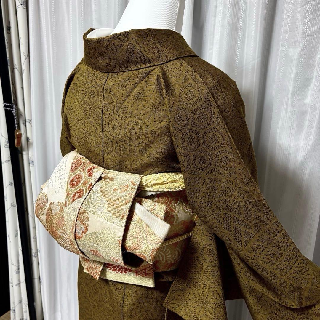 u*o様 紬　結城紬系　小紋　正絹　フルセット　真綿紬　袷　状態良好　裄丈70