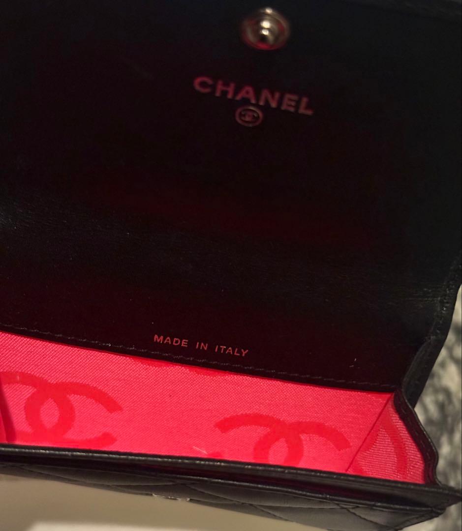 【美品】CHANEL ブラック カンボンライン 名刺入れ