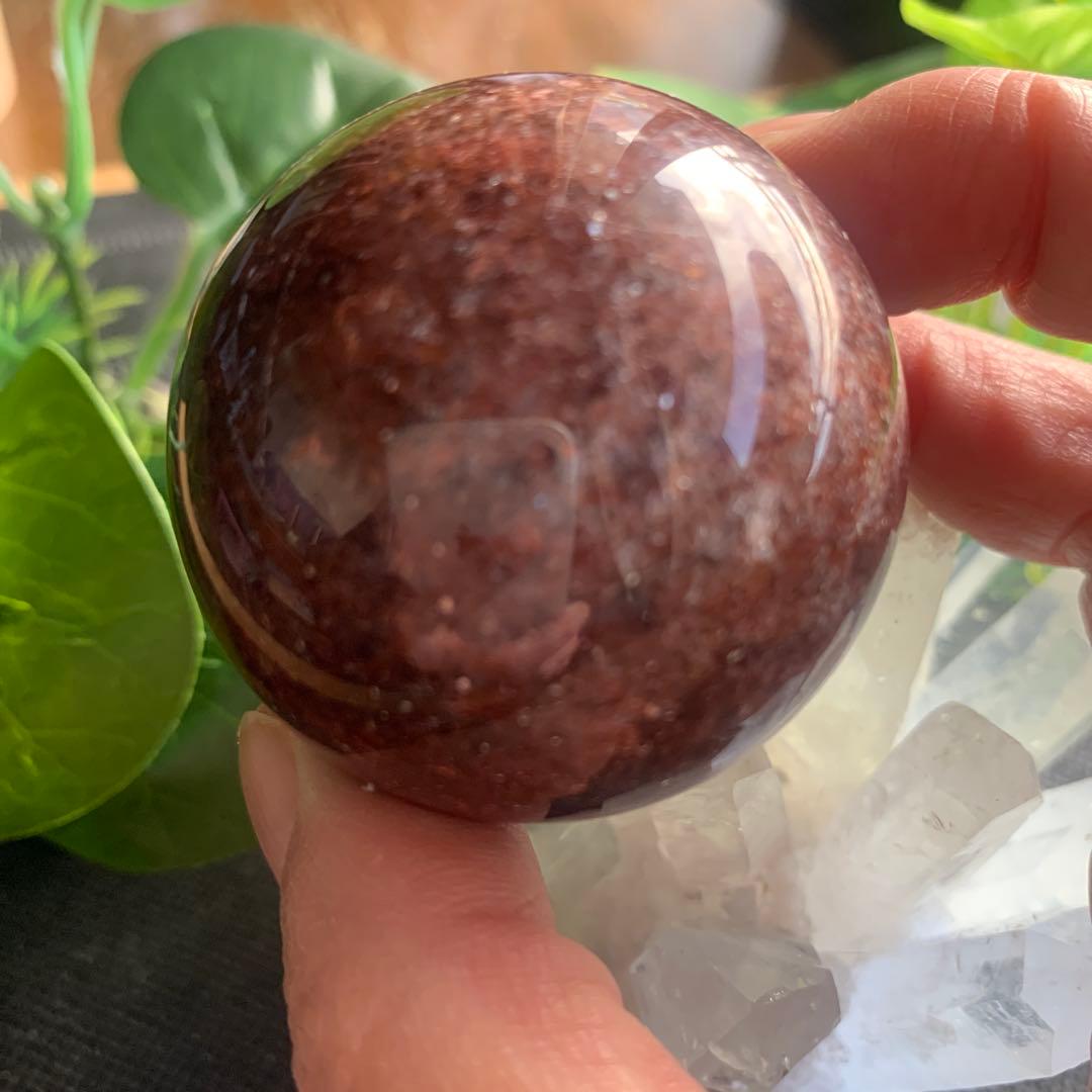 サンストーンスフィア約46.4mm オレンジブラウン　天然石置物