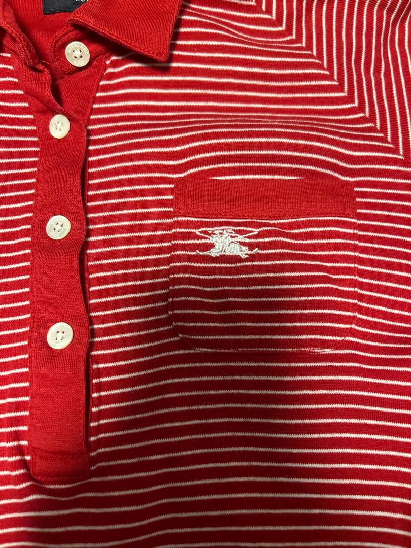 Burbarry ポロシャツ レイヤードシャツ ドッキングトップス Tシャツ 赤