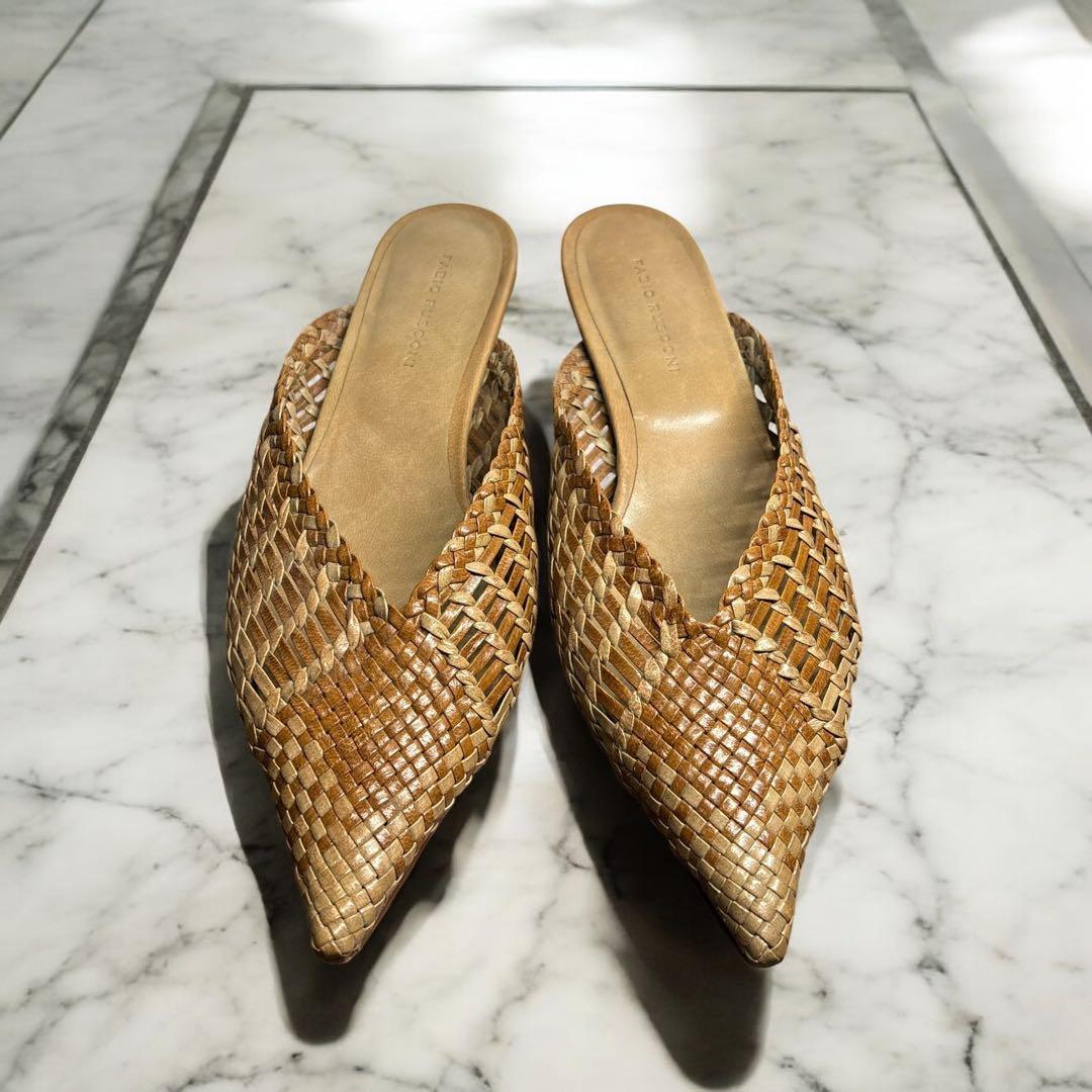 美品　FABIO RUSCONI ミュール　メッシュ　ブラウン