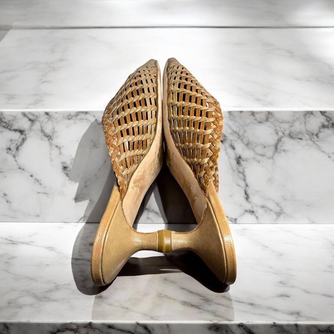 美品　FABIO RUSCONI ミュール　メッシュ　ブラウン