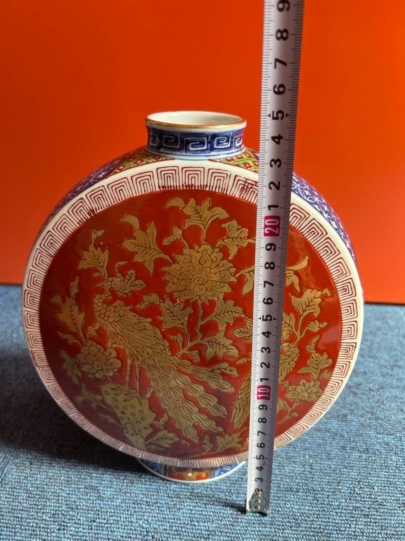 876   染錦壺　鳳凰図絵　時代物　工芸品
