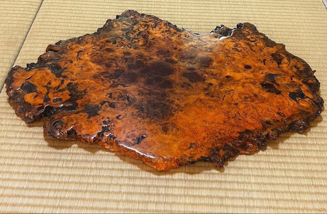 天然時代木 花梨 玉杢 瘤 花台 香台 盆栽台 敷板 64㎝