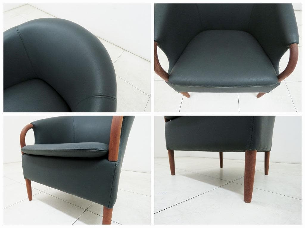 デンマーク NIELAUS&JEKI MOBLER 1人掛けソファ 本革×チーク