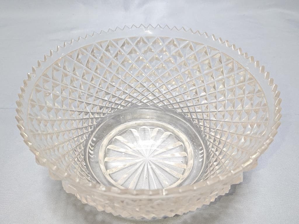 名家蔵出　江戸期　江戸切子鉢　6寸　保証