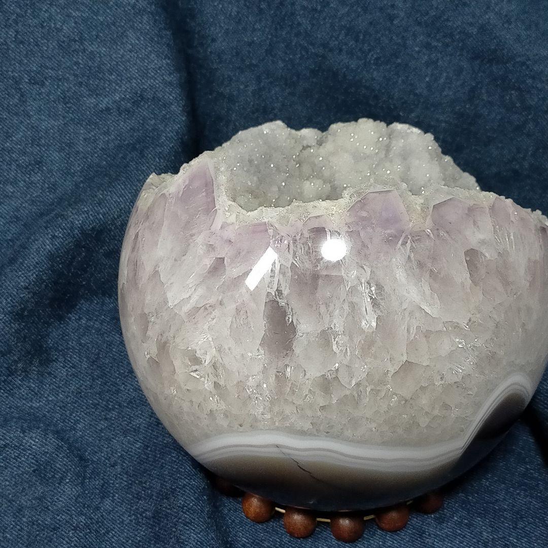 アメジスト 球体 置物 木製台座付き