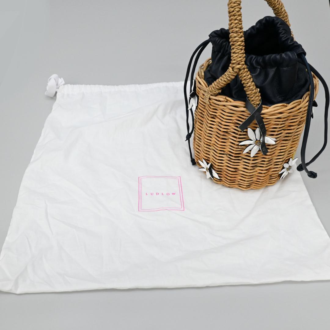 46213★ラドロー カゴバッグ 花 籐 ラタン×レザー デイジー　ディジー