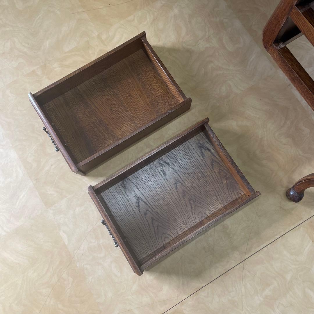 ルーマニア製 オーク材 猫脚 デスク 机 作業台 引き出し アンティーク