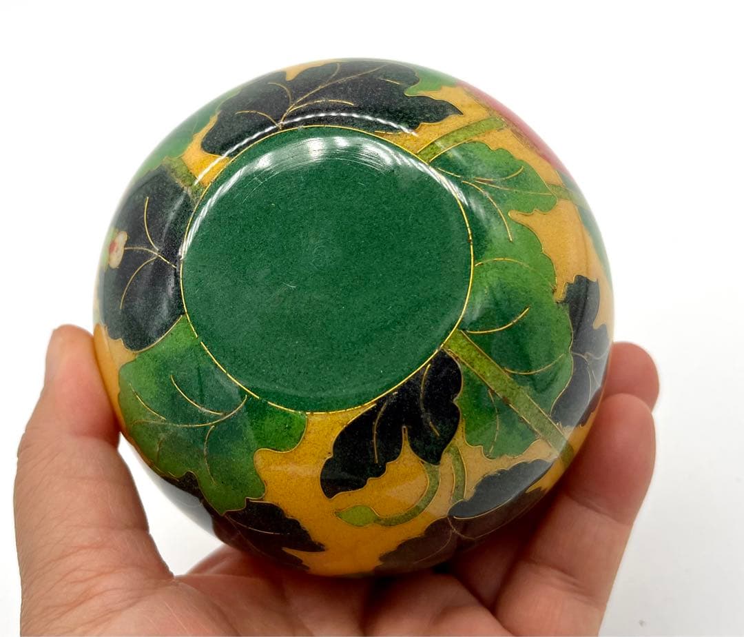 専用です。七宝焼　ケシの花文　ガラス花瓶　合わせ箱付き