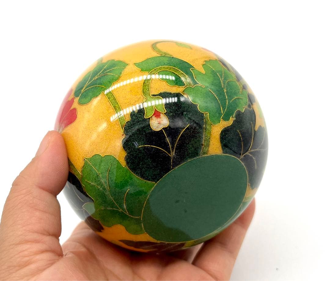 専用です。七宝焼　ケシの花文　ガラス花瓶　合わせ箱付き