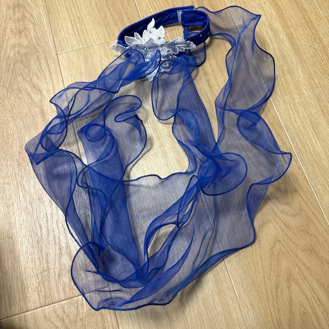 6357★SMサイズ★青×白/花モチーフ/スタンダードドレス☆社交ダンス