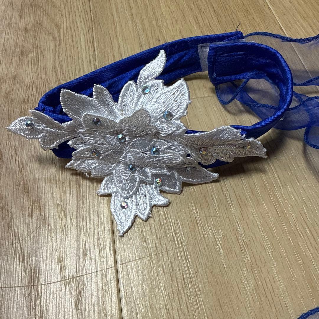 6357★SMサイズ★青×白/花モチーフ/スタンダードドレス☆社交ダンス