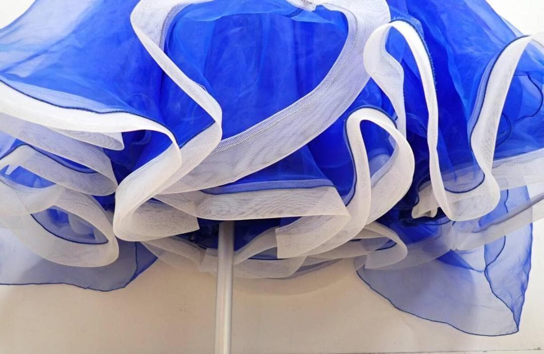 6357★SMサイズ★青×白/花モチーフ/スタンダードドレス☆社交ダンス