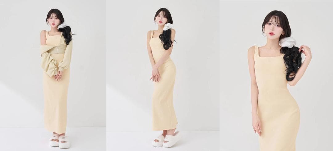 ダーリッチ darich シェイプリブカットロングワンピース ピンク FS