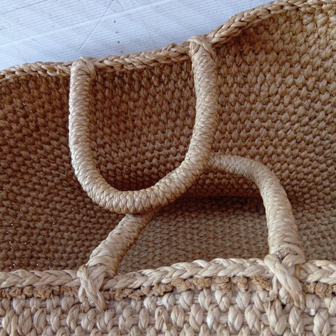 麻の大きい60cm かごバッグ