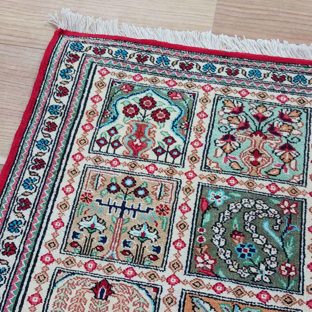 Y2622 ペルシャ絨毯 クム シルク100% 手織り72万ノット ヘシティ