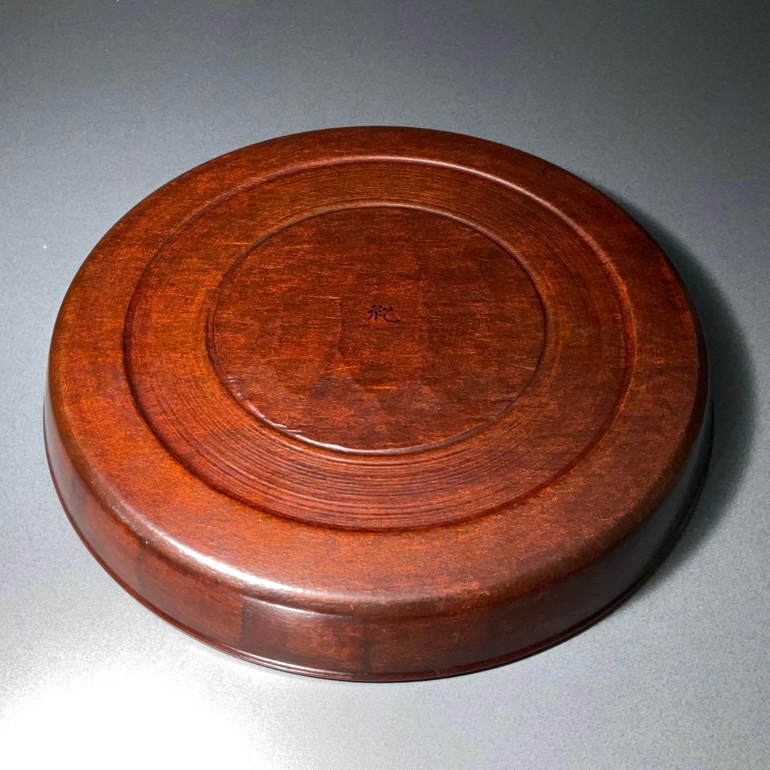 漆塗　丸盆　人間国宝・増村紀一郎　共箱　R1274A