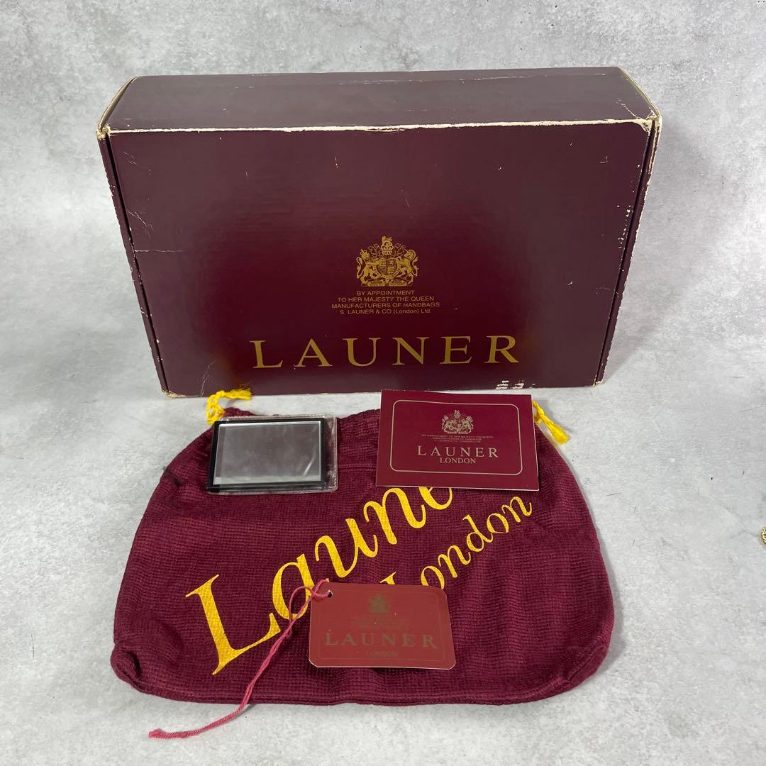 極美品✨ ロウナーロンドン チェーンショルダーバッグ レザー ネイビー 皇室