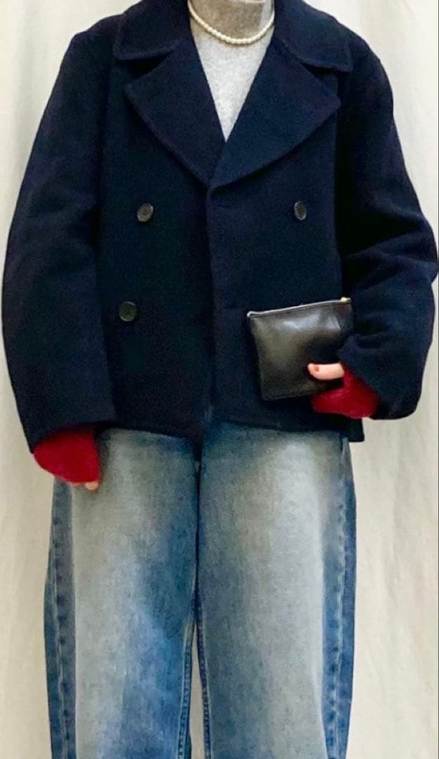 UNIQLO☆ダブルフェイスショートコート ネイビーM