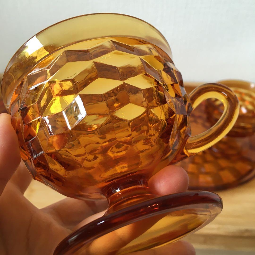 ②  インディアナグラス アンバー ホワイトホール スナックセット