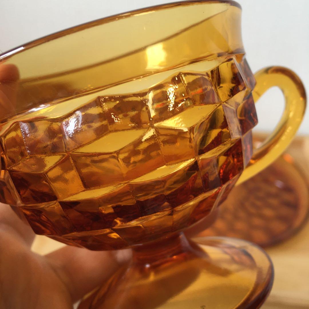 ②  インディアナグラス アンバー ホワイトホール スナックセット