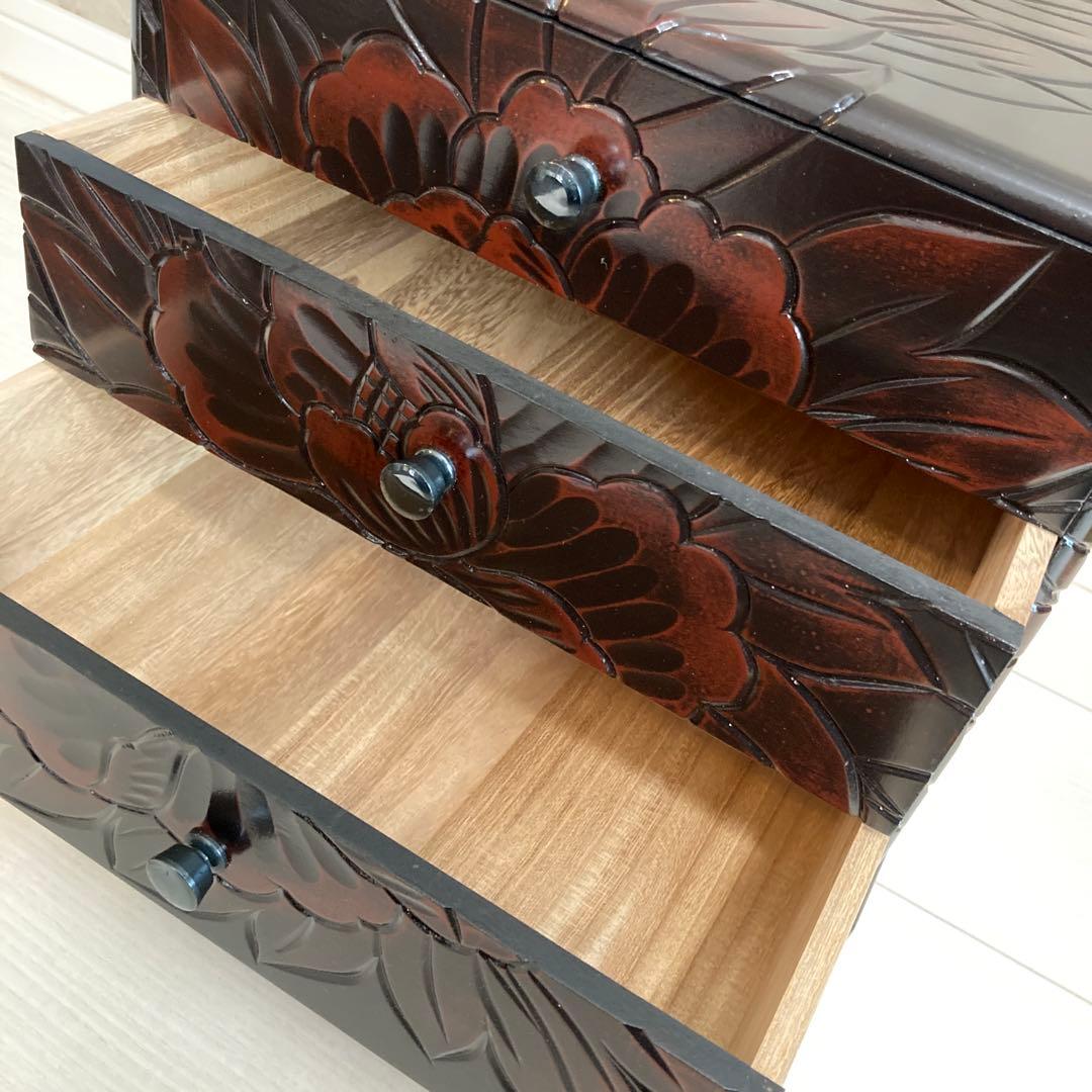 【高級・総桐・未使用品】静華シリーズ 3段チェスト 牡丹線彫 鎌倉彫 三交百貨店