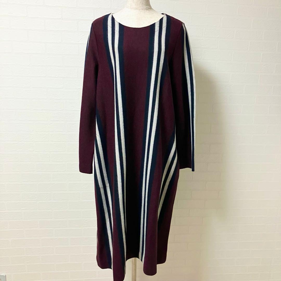 45R 45rpm ロングワンピース　0 ウール　ボルドー　バーガンディ