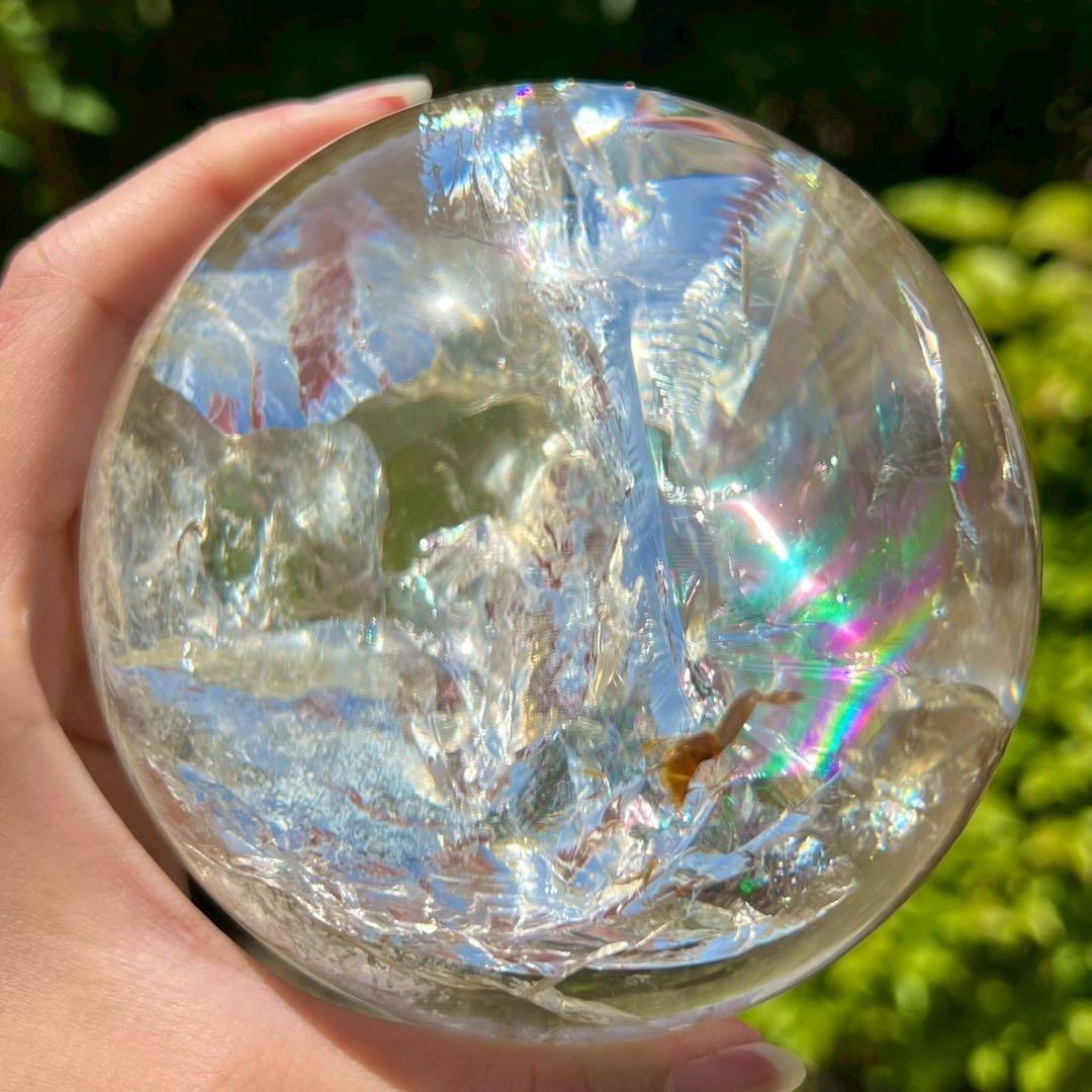 ◎家宝級 美麗宝珠☆超逸品☆レインボー スーパーファントム 水晶 丸玉 天然石