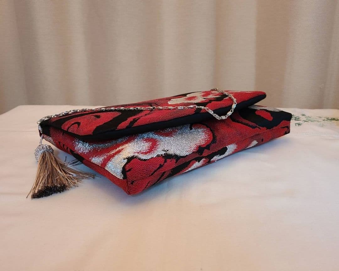 涙模様、シルク着物帯の2ways クラッチバック