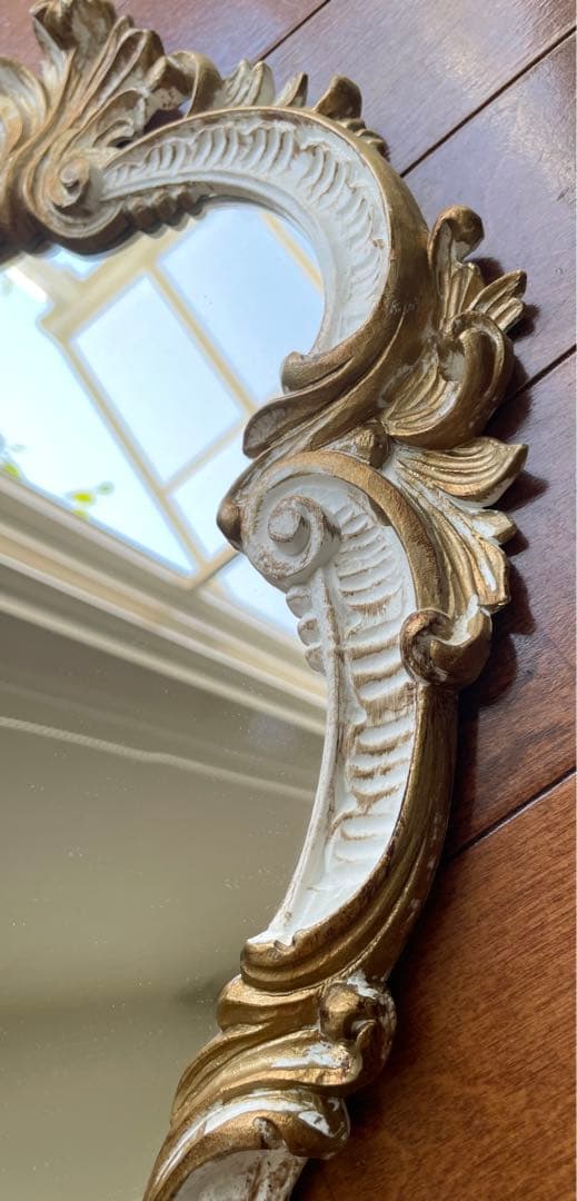 アンティーク調ミラー（ホワイト×ゴールド）