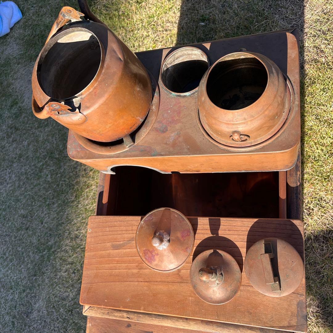 長火鉢 燗銅壷付き 引出し付 囲炉裏 火鉢 古道具 アンティーク