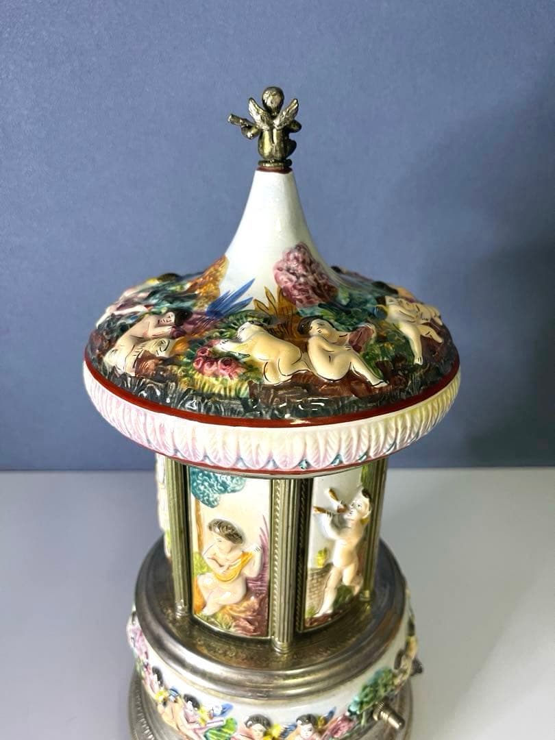 『REUGE』リュージュ　陶器製カラクリ オルゴール　葉巻入れ　アンティーク