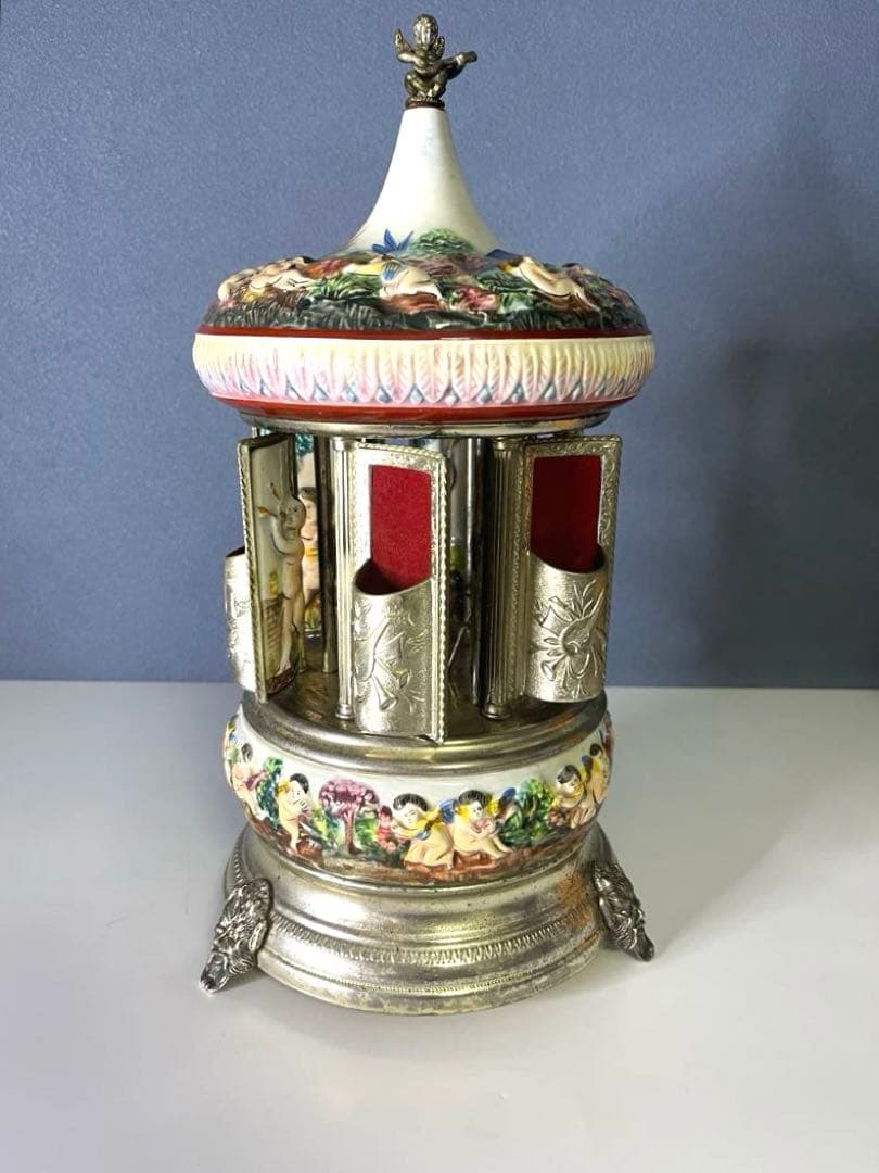 『REUGE』リュージュ　陶器製カラクリ オルゴール　葉巻入れ　アンティーク