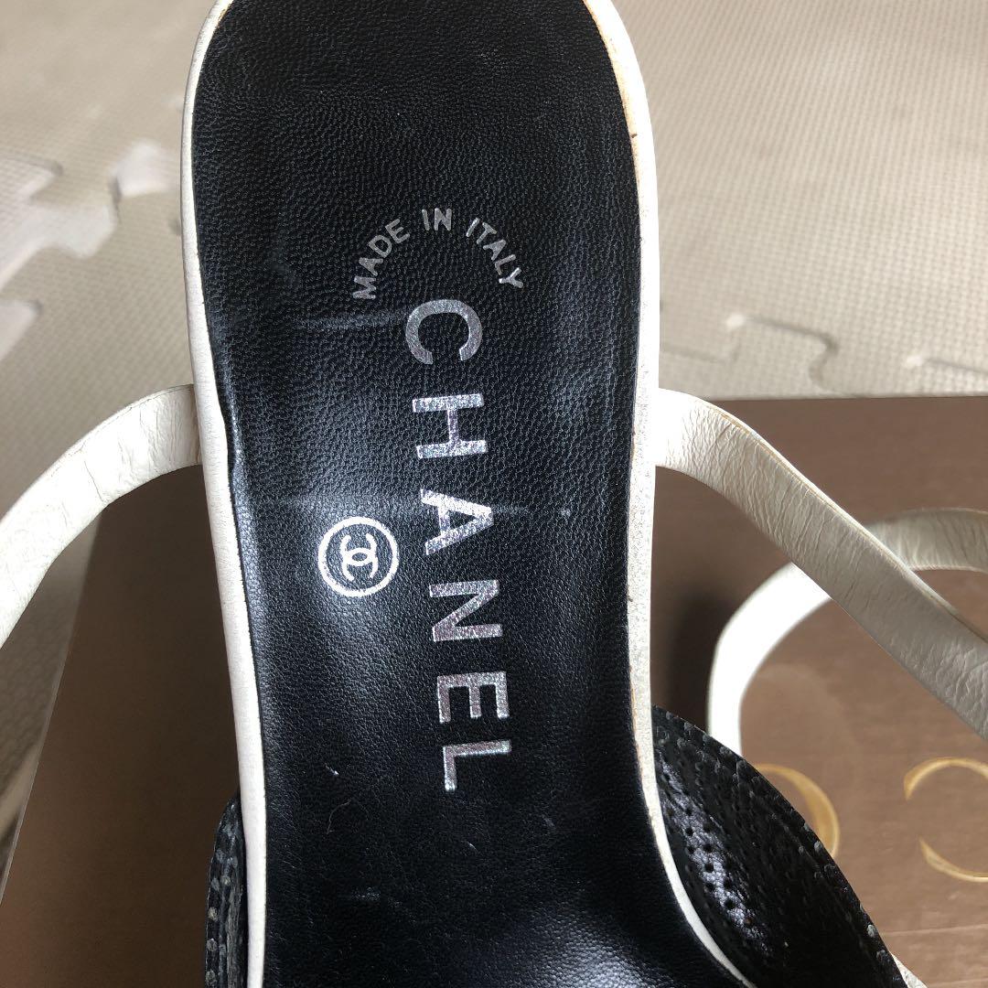 シャネル　ミュール　パンプス　レースアップ　ストラップ　ハイヒール