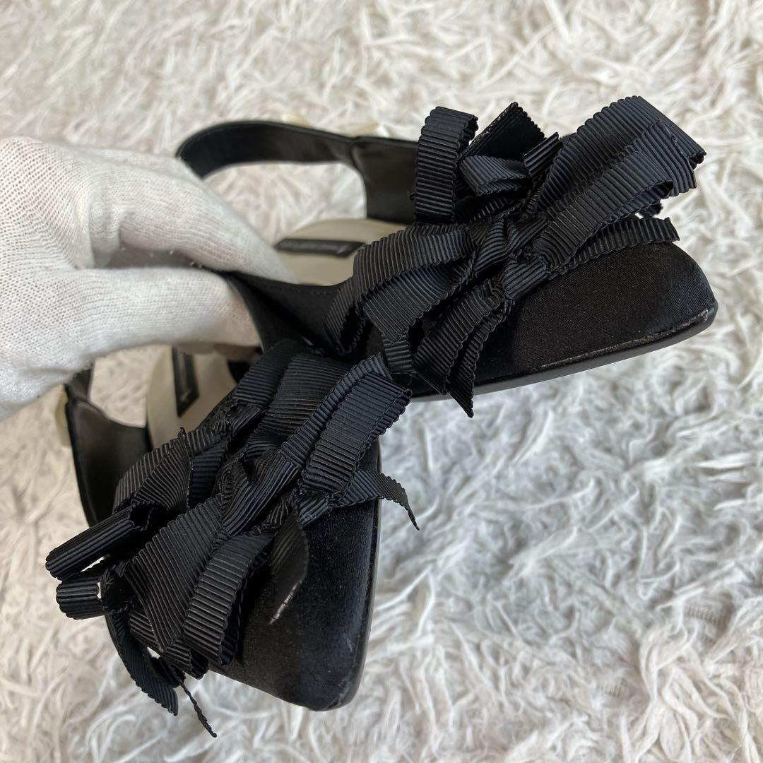 TSURU by MARIKO OIKAWA ブラックリボンデザイン ミュール