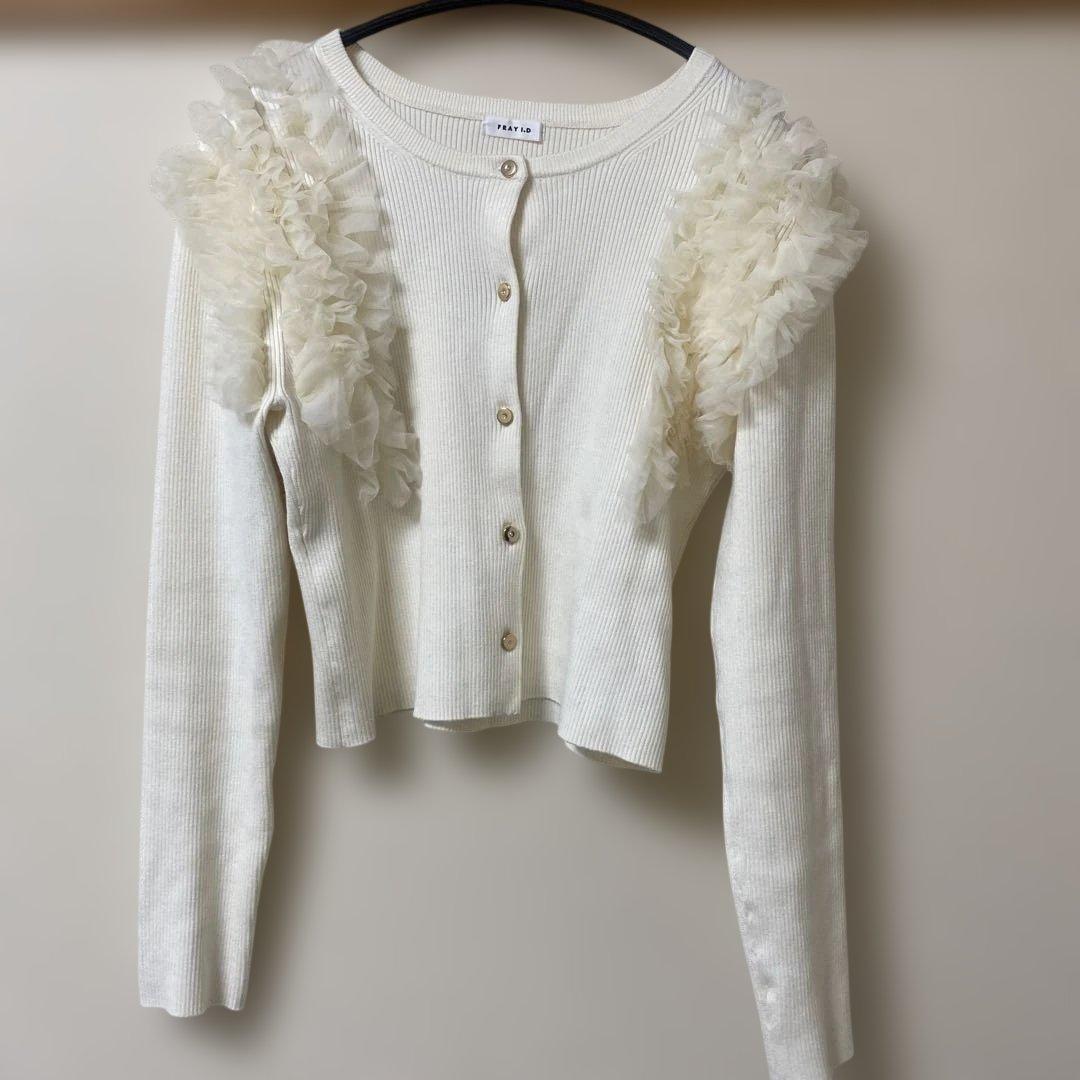 最終価格　FRAY I.D ショルダーチュールフリルニットカーディガン