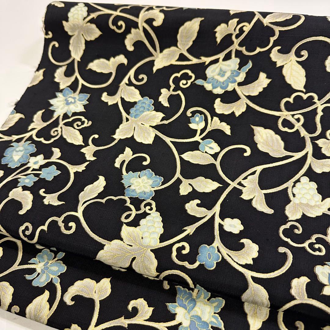 新品 正絹 九寸帯 名古屋帯 岡重 更紗 友禅 ムガ ムガシルク 未仕立品