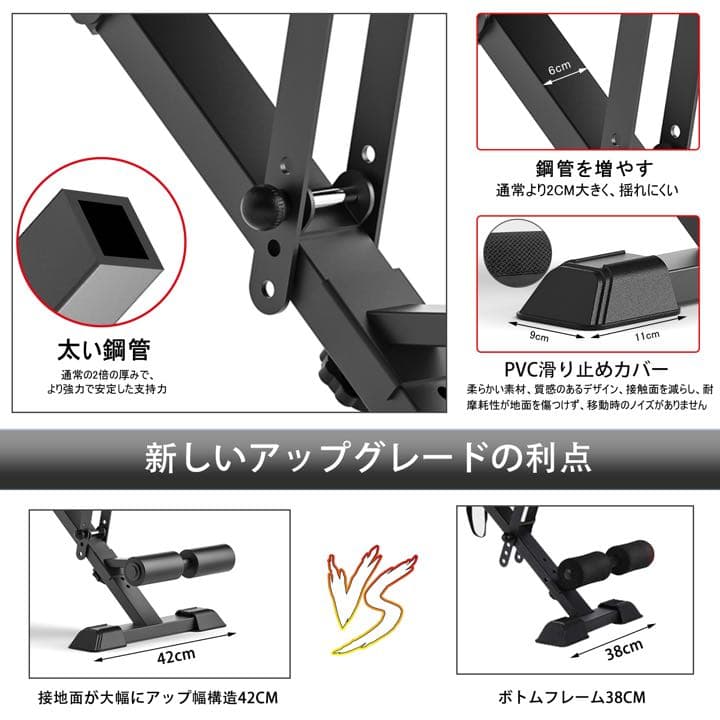 デクライン対応 インクラインベンチトレーニングベンチ折り畳み可変式フラットベンチ