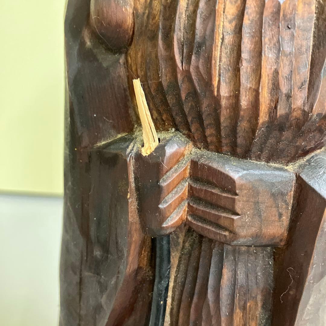 E-4昭和レトロ 置物 彫刻 木製 七福神 福禄寿 木彫り 長寿の像 福徳円満