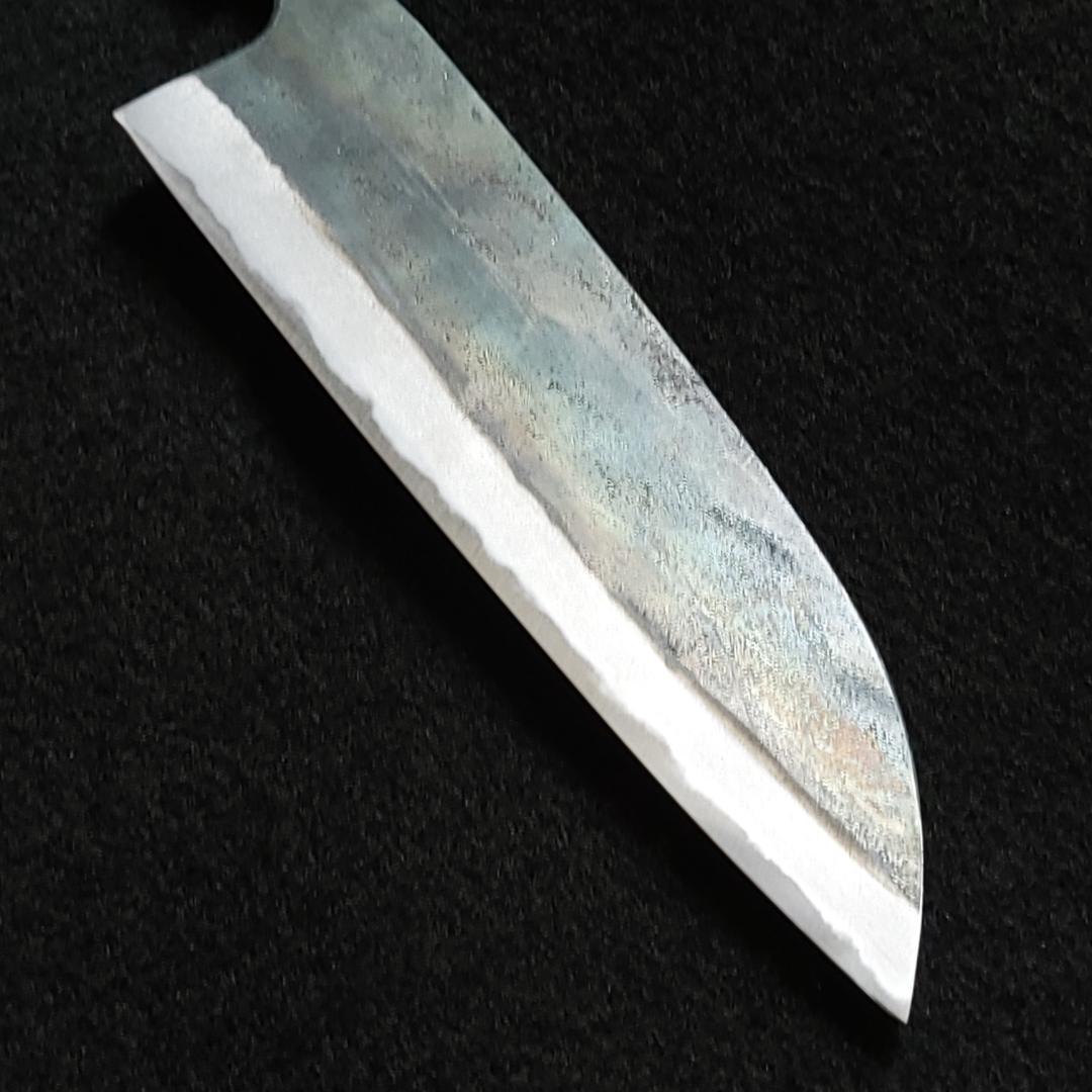 白紙1号 黒打 三徳包丁 180㎜ G1324 焼栗柄 月光作