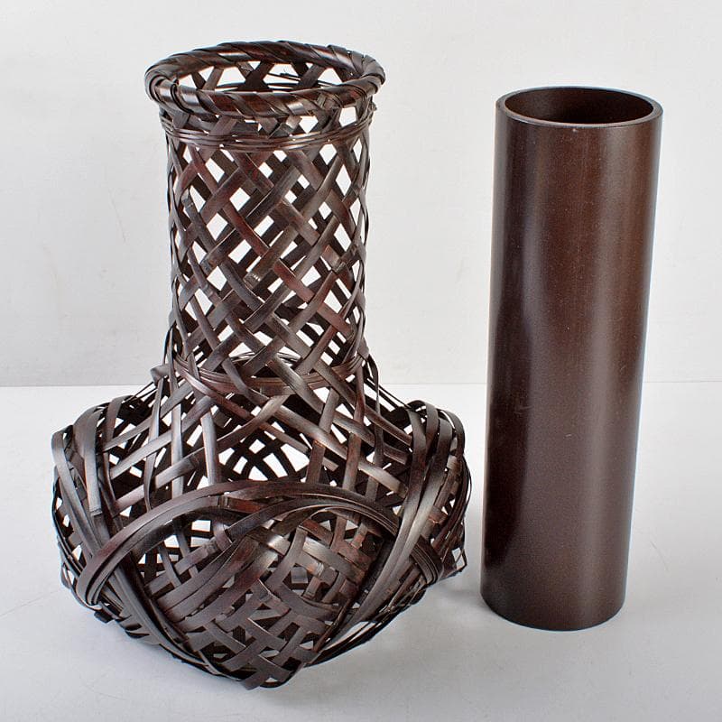 有馬篭　篭師　轡昭竹斎造　花篭　竹籠　共布共箱　M　R5505B